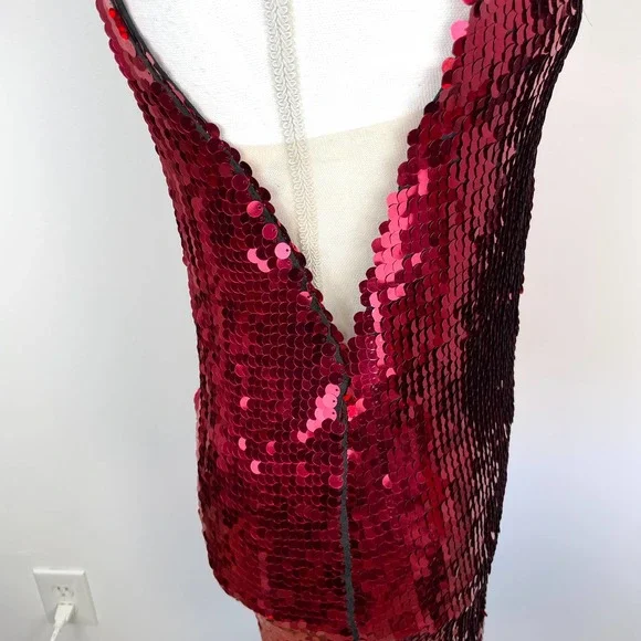 NBD Bexley Sequin Shift Dress In Raspberry Red Size XXS New - Picture 8 of 16